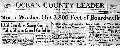 Storm of 1938 newspaper headline